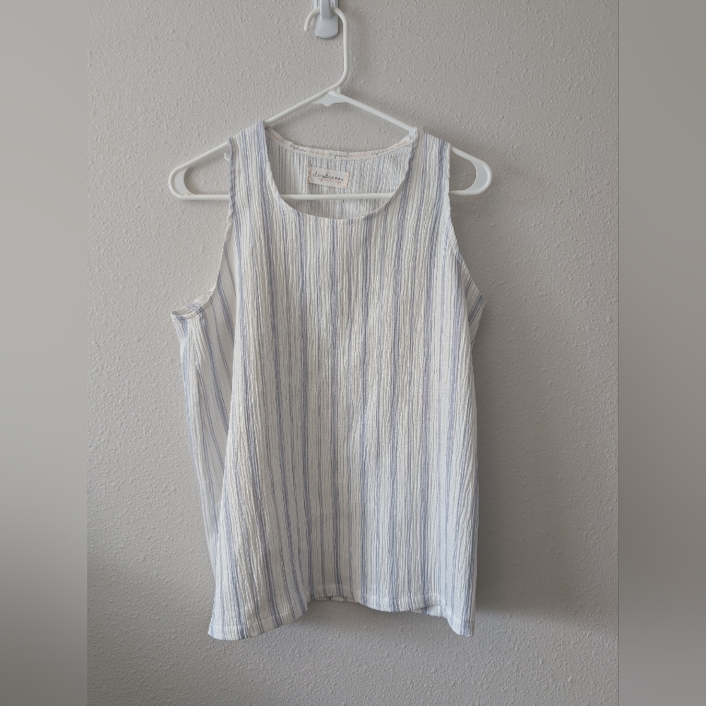 Daydream White and Blue Striped Tank Top